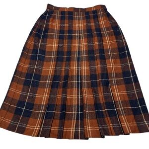 VTG Sportscraft 90% Wool Plaid Pleated Midi Skirt Wmns Bookish Academia READ